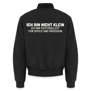 Nicht klein tiefergelegt Lustiger Spruch Tuning - Unisex Bomberjacke - Schwarz - Hinten - AI Model Male 185 light (185cm)