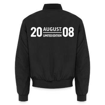 Limited Edition August 2008 Birthday Gift - Unisex Bomber Jacket - black - Back - AI Model Male 185 light (185cm)