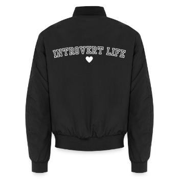 Introvertiertes Leben – Lustiges introvertiertes Humordesign - Unisex Bomberjacke - Schwarz - Hinten - AI Model Male 185 light (185cm)