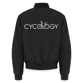 Zykologie Minimalistisches Fahrraddesign - Unisex Bomberjacke - Schwarz - Hinten - AI Model Male 185 light (185cm)