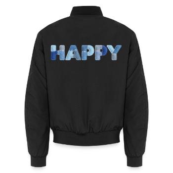 HAPPY Patchwork en jean : nouvelle tendance - Bomber unisexe - noir - Dos - AI Model Male 185 light (185cm)