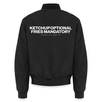 Pommes Imbiss Snack Kartoffel Lustig Pommes Frites - Unisex Bomberjacke - Schwarz - Hinten - AI Model Male 185 light (185cm)