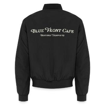 Blue Front Café Blues Vintage - Unisex Bomberjacke - Schwarz - Hinten - AI Model Male 185 light (185cm)