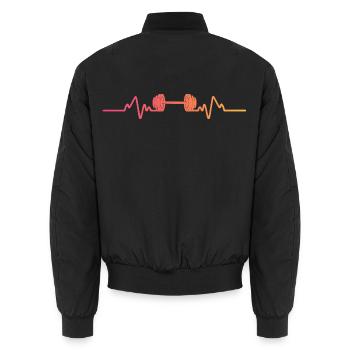 Gym Dumbbell Sunset Heartbeat Krafttraining - Unisex Bomberjacke - Schwarz - Hinten - AI Model Male 185 light (185cm)