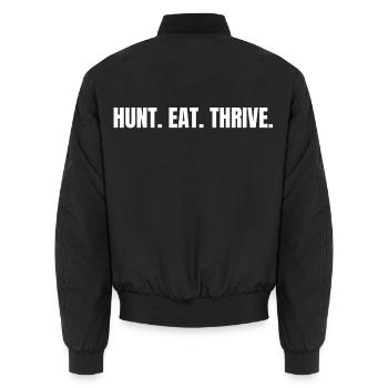 HUNT. MANGE. PROSPÉRER. Mode de vie ancestral carnivore - Bomber unisexe - noir - Dos - AI Model Male 185 light (185cm)