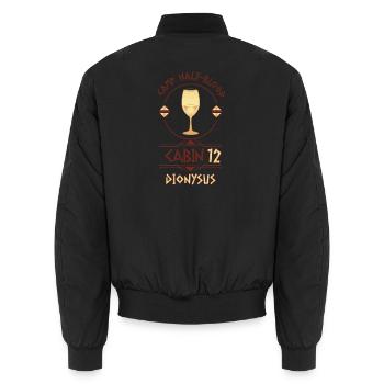 Cabin #12 in Camp Half Blood, Child of Dionysus - Unisex Bomber Jacket - black - Back - AI Model Male 185 light (185cm)