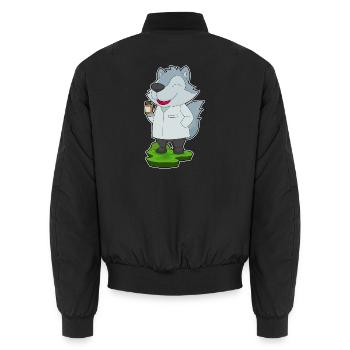 Wolf Arzt Medizin - Unisex Bomberjacke - Schwarz - Hinten - AI Model Male 185 light (185cm)