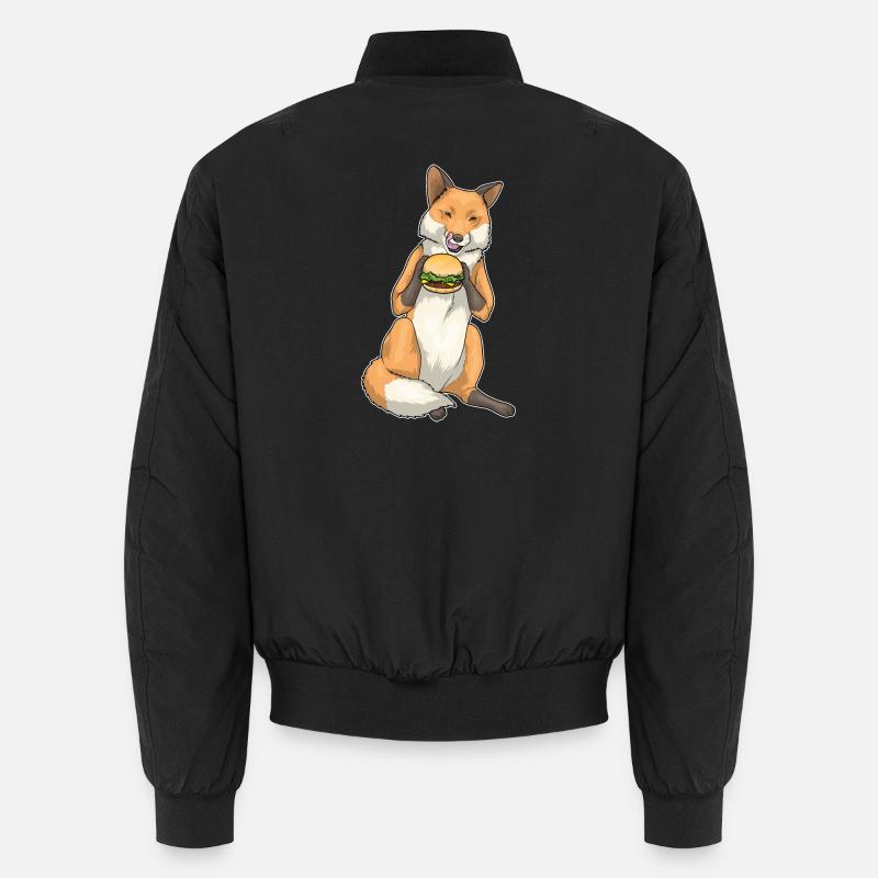 Fox Cheeseburger - Unisex Bomber Jacket - black