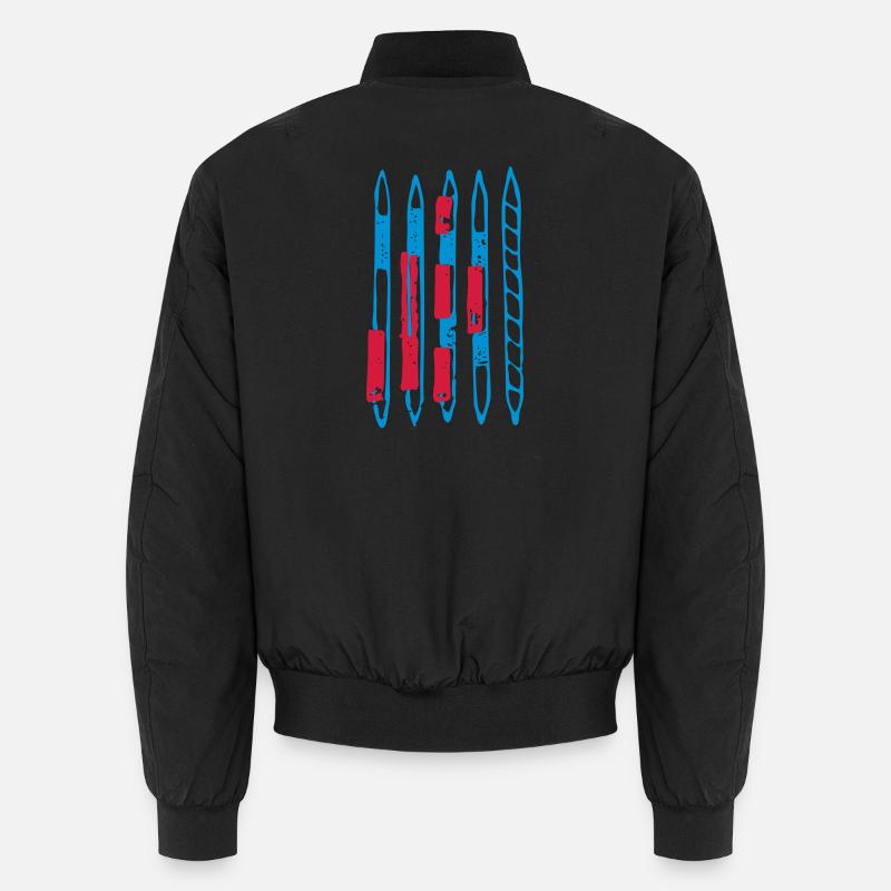 Blue-red sticks, Mikado - Unisex Bomber Jacket - black