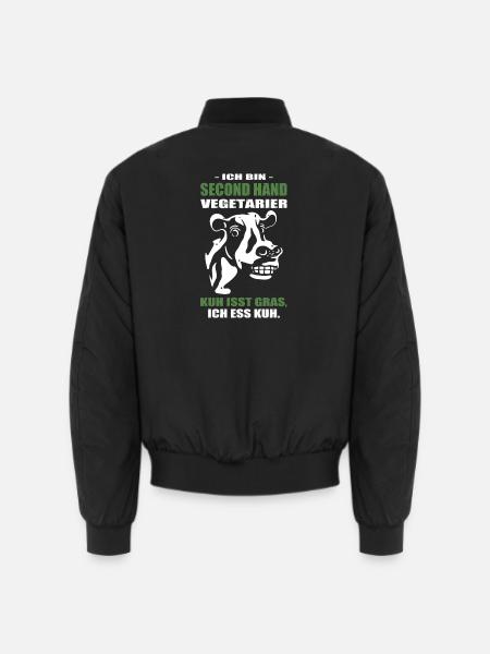 Vegetarier Kuh Isst Gras Ich Ess Kuh - Unisex Bomberjacke - Schwarz