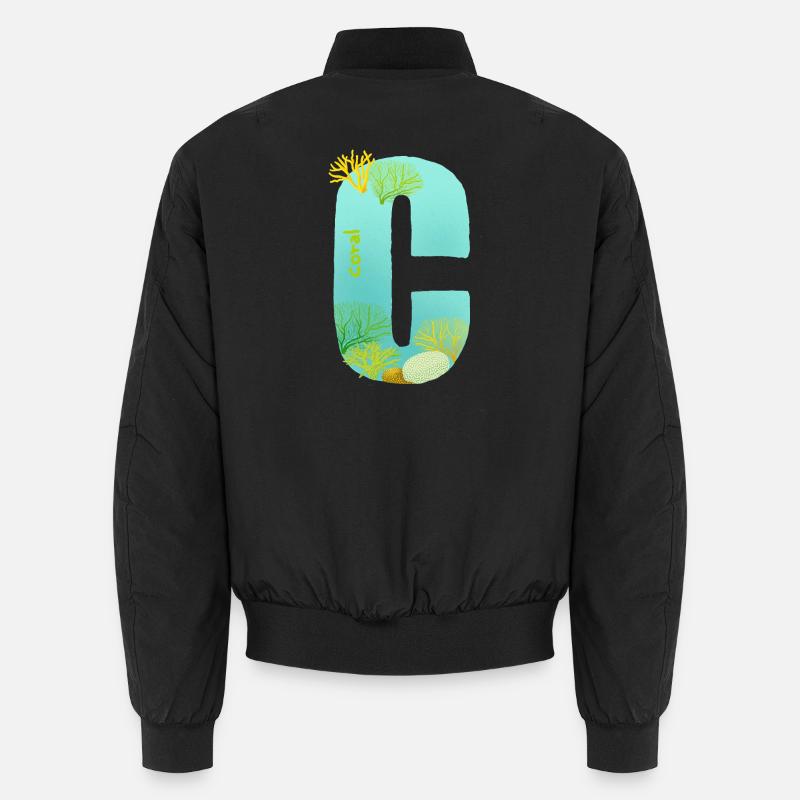Récif de corail C lettre Design bleu vert Turquoise Bomber unisexe