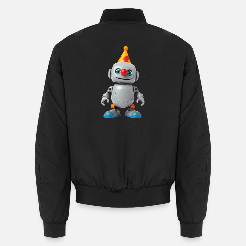 Little robot with party hat - Unisex Bomber Jacket - black