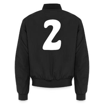 Zwei: Minimalistische Ziffer 2 | Zweiter - Unisex Bomberjacke - Schwarz - Hinten - AI Model Male 185 light (185cm)