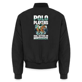 Polo Players Determined Heroes on the - Unisex Bomber Jacket - black - Back - AI Model Male 185 light (185cm)
