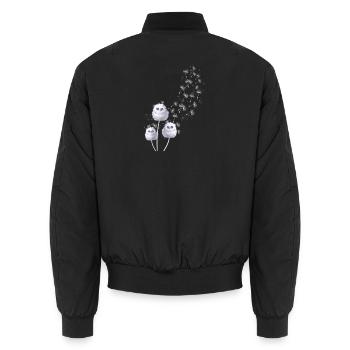 Flauschige Eulen im Löwenzahnflug - Unisex Bomberjacke - Schwarz - Hinten - AI Model Male 185 light (185cm)
