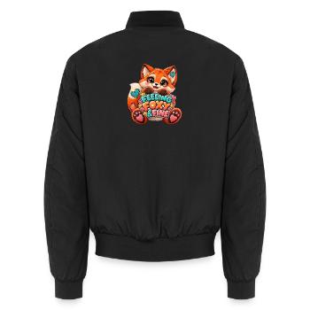 Feeling Foxy & Fine Patchwork Fox - Unisex Bomberjacke - Schwarz - Hinten - AI Model Male 185 light (185cm)