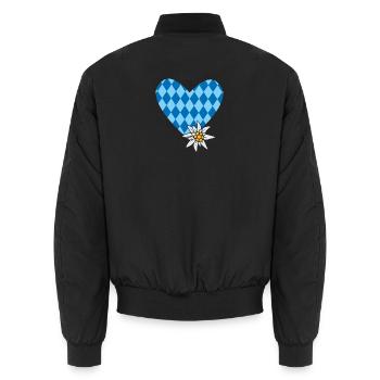 Herz mit Edelweiss  - Unisex Bomberjacke - Schwarz - Hinten - AI Model Male 185 light (185cm)