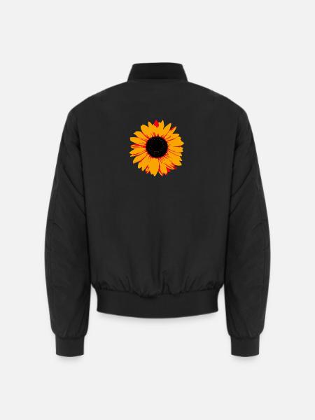 Pop-Art Sonnenblume – Buntes Retro Blumenmotiv - Unisex Bomberjacke - Schwarz
