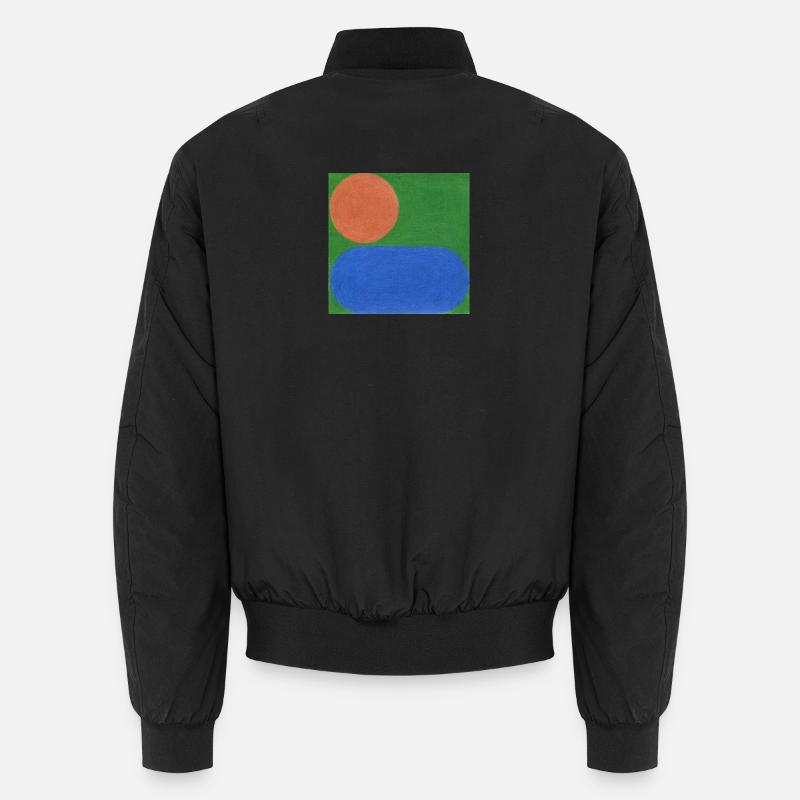 Orange Circle and Blue Rectangle - Unisex Bomber Jacket - black