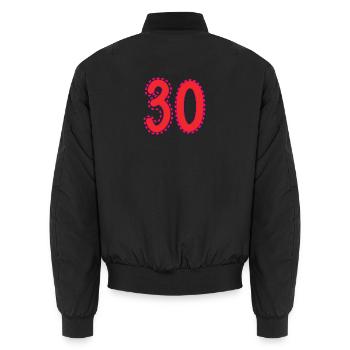 30. 30 JAHRE. 30-JÄHRIGES JUBILÄUM. 30-JÄHRIGES JUBILÄUM. - Unisex Bomberjacke - Schwarz - Hinten - AI Model Male 185 light (185cm)