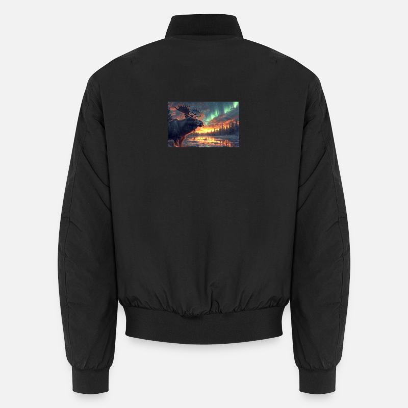 Elch unter Polarlichtern Unisex Bomberjacke