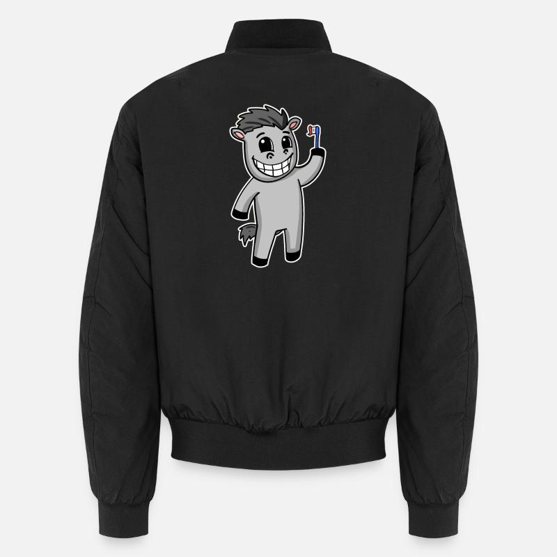 Horse with toothbrush - Unisex Bomber Jacket - black