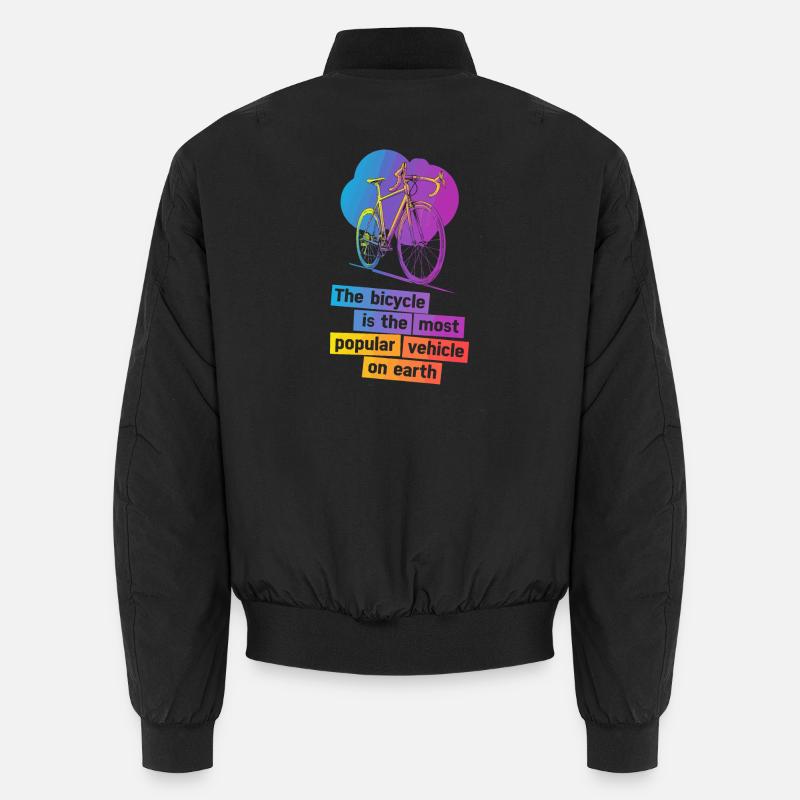 Colourful Bicycle Illustration Design - Unisex Bomber Jacket - black