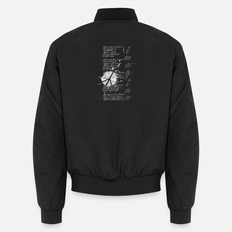 imagine - grafisches Peace-Zeichen und Lied-Text Unisex Bomberjacke