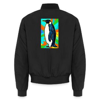penguin - Unisex Bomber Jacket - black - Back - AI Model Male 185 light (185cm)