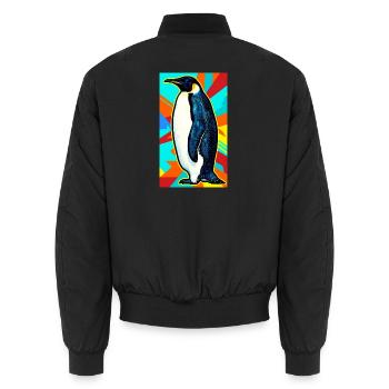 penguin - Unisex Bomber Jacket - black - Back - AI Model Male 185 light (185cm)