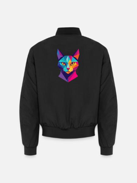 Katze Polygon Geometrie - Unisex Bomberjacke - Schwarz