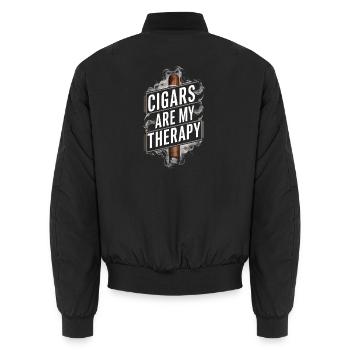 Zigarren sind meine Therapie, lustige Zigarrenraucherin - Unisex Bomberjacke - Schwarz - Hinten - AI Model Male 185 light (185cm)