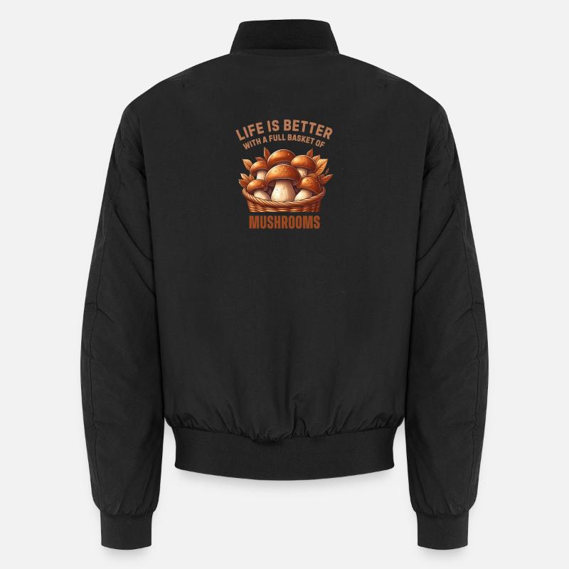 Das Leben ist besser mit einem vollen Korb voller Pilze Unisex Bomberjacke