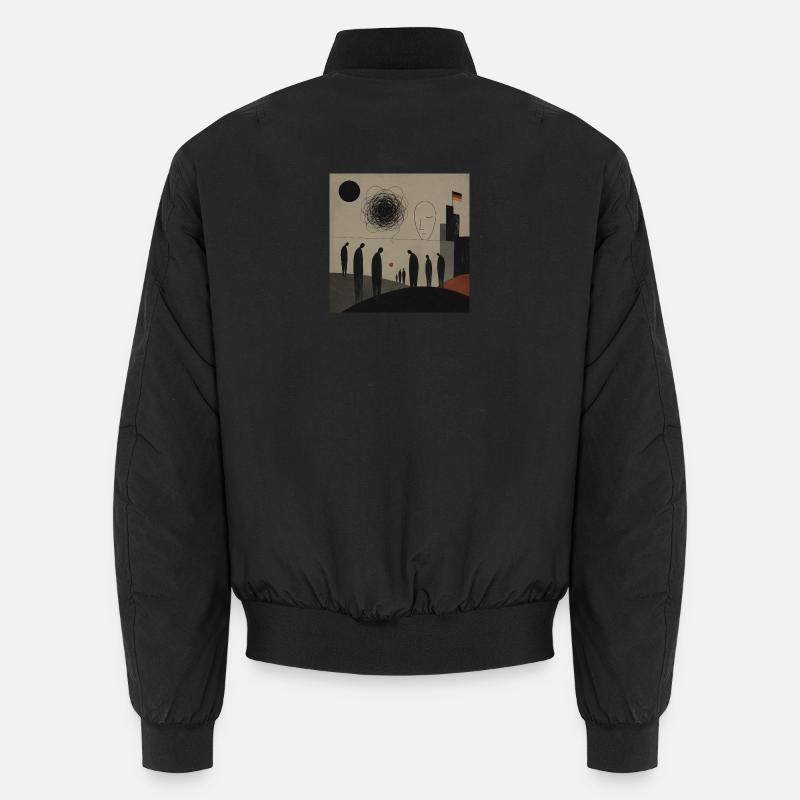 Abstrakte Silhouetten über Stadthorizont - Unisex Bomberjacke - Schwarz