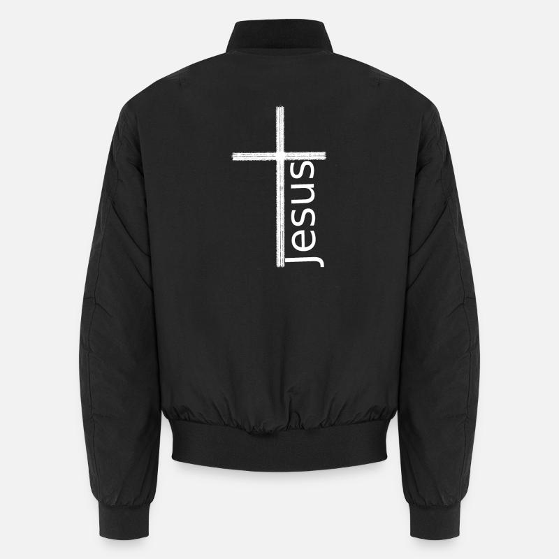 Cross Jesus white Unisex Bomber Jacket