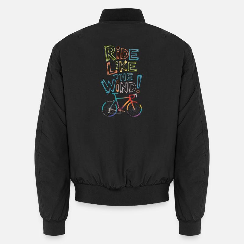 Ride Like the Wind Bicycle Design - Unisex Bomber Jacket - black