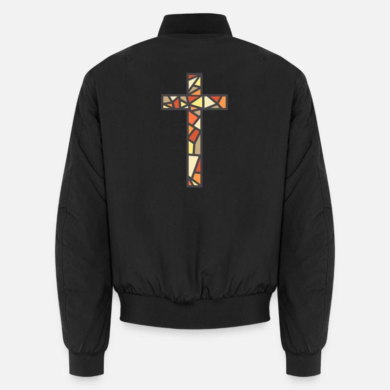 Buntglas-Kreuz - Unisex Bomberjacke - Schwarz