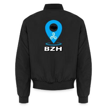 Triskel Breizh Blau - Unisex Bomberjacke - Schwarz - Hinten - AI Model Male 185 light (185cm)