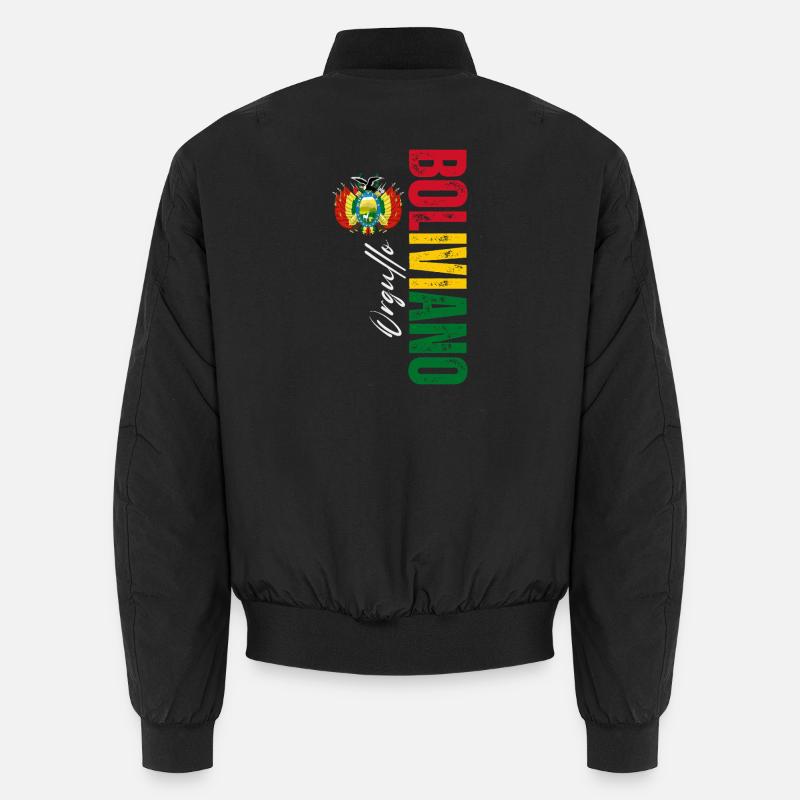 Bolivian pride, vertical design - Unisex Bomber Jacket - black