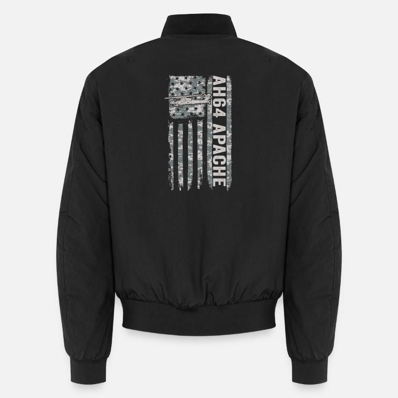 AH-64 Apache Hubschrauber mit amerikanischer Flagg Unisex Bomberjacke
