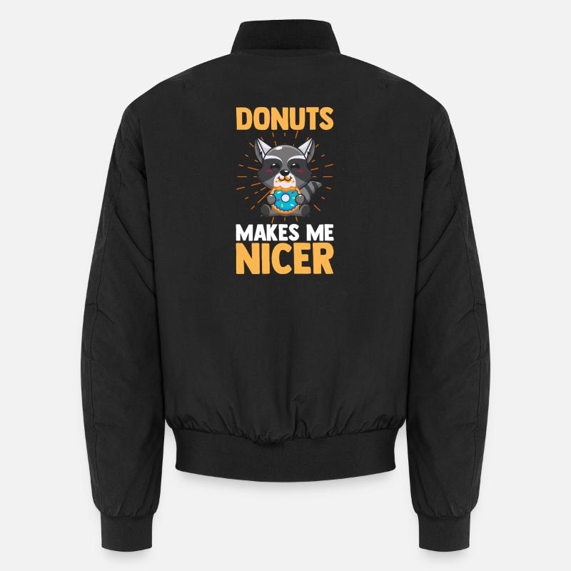 Trash Panda Donuts Makes Me Nicer Raccoon Unisex Bomber Jacket