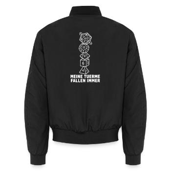 Meine Tuerme fallen immer Wuerfel Brettspiel Shirt - Unisex Bomberjacke - Schwarz - Hinten - AI Model Male 185 light (185cm)
