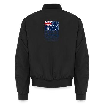 Down Under - Australia - Australien - Aussie - Unisex Bomberjacke - Schwarz - Hinten - AI Model Male 185 light (185cm)