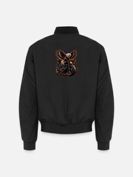 Adler auf Cruiser-Motorrad - Unisex Bomberjacke - Schwarz