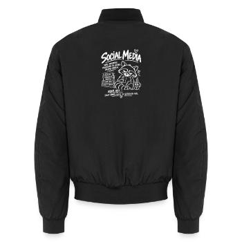Social Media – Weil normale Menschen zu wenig Dram - Unisex Bomberjacke - Schwarz - Hinten - AI Model Male 185 light (185cm)