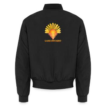 Lake Ontario Sonnenuntergang – Leben im See der Großen Seen - Unisex Bomberjacke - Schwarz - Hinten - AI Model Male 185 light (185cm)