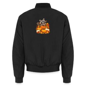 Waschbär im Kürbisfeld - Unisex Bomberjacke - Schwarz - Hinten - AI Model Male 185 light (185cm)