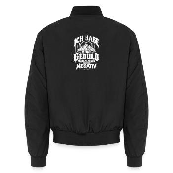 Meine Geduld testen lassen – Ich bin negativ - Unisex Bomberjacke - Schwarz - Hinten - AI Model Male 185 light (185cm)