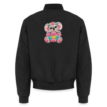 Kleiner Koala mit Happy Hugs - Unisex Bomberjacke - Schwarz - Hinten - AI Model Male 185 light (185cm)