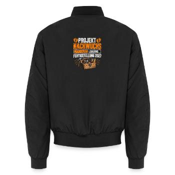 Projekt Nachwuchs Loading – Fertigstellung 2027 - Unisex Bomberjacke - Schwarz - Hinten - AI Model Male 185 light (185cm)